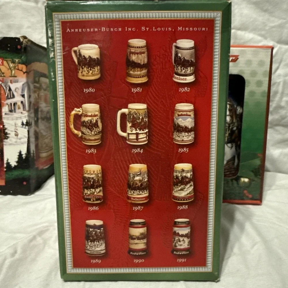 Vtg 96; 98; 04 Budweiser Holiday Stein Collection Christmas Same Day Shipping US